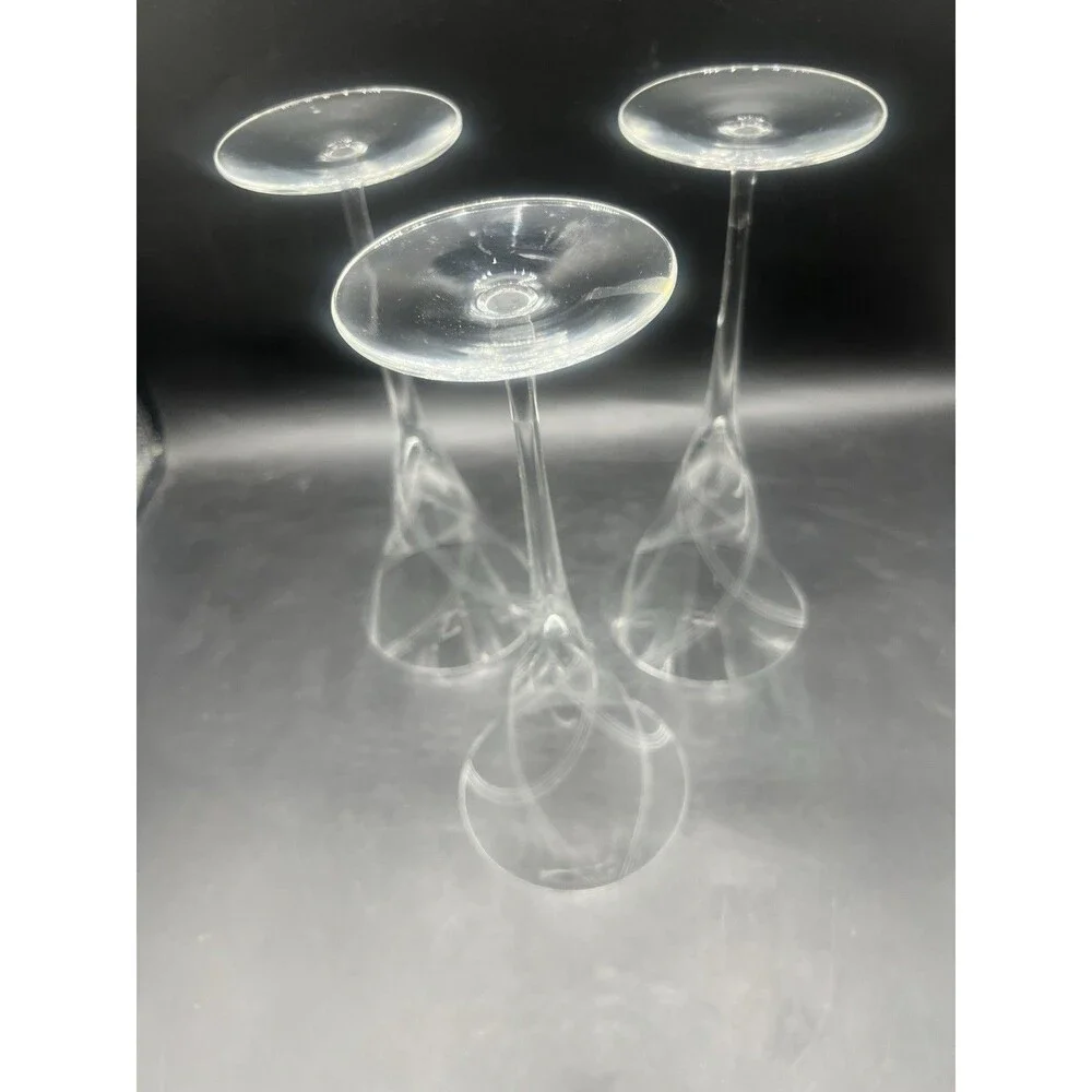 Fostoria Carmel Clear Wine Glasses Set of 3 Elegant Swirl Stem 9 1/8” Crystal